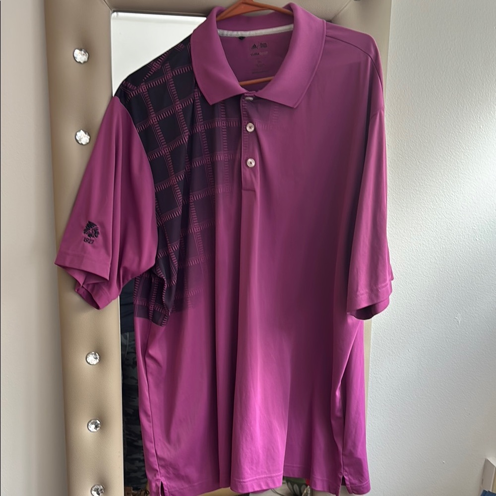 adidas Purple Polo Shirt with Geometric Design and Relaxed Fit
